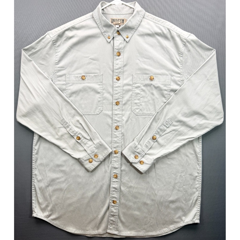 Duluth Trading Co Free Swingin Flex Twill Shirt Grey Stretch 38903 Mens XL Tall